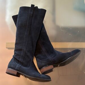 Very Volatile Blue Suede Knee-High Heeled Boots